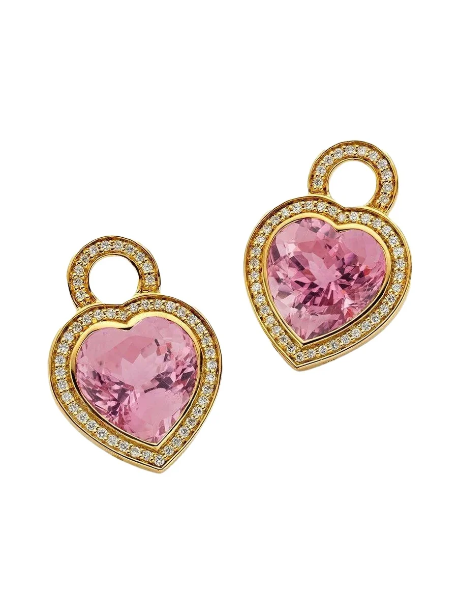 Pink Tourmaline Heart Earring Charms