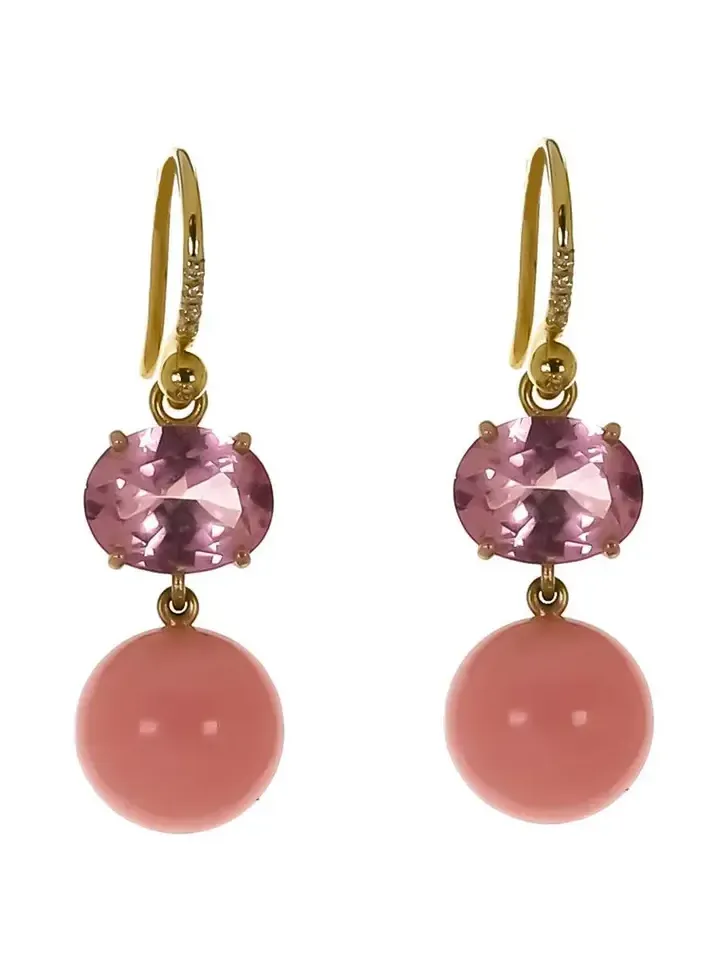 Pink Tourmaline Opal Gumball Earrings