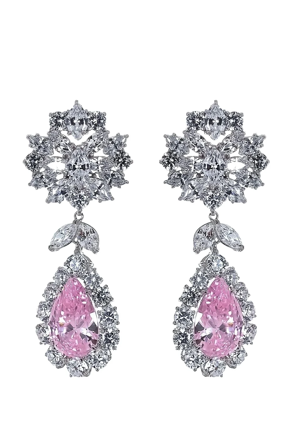 Pink White Cluster Drop Earrings Pink White Cluster Drop Earrings