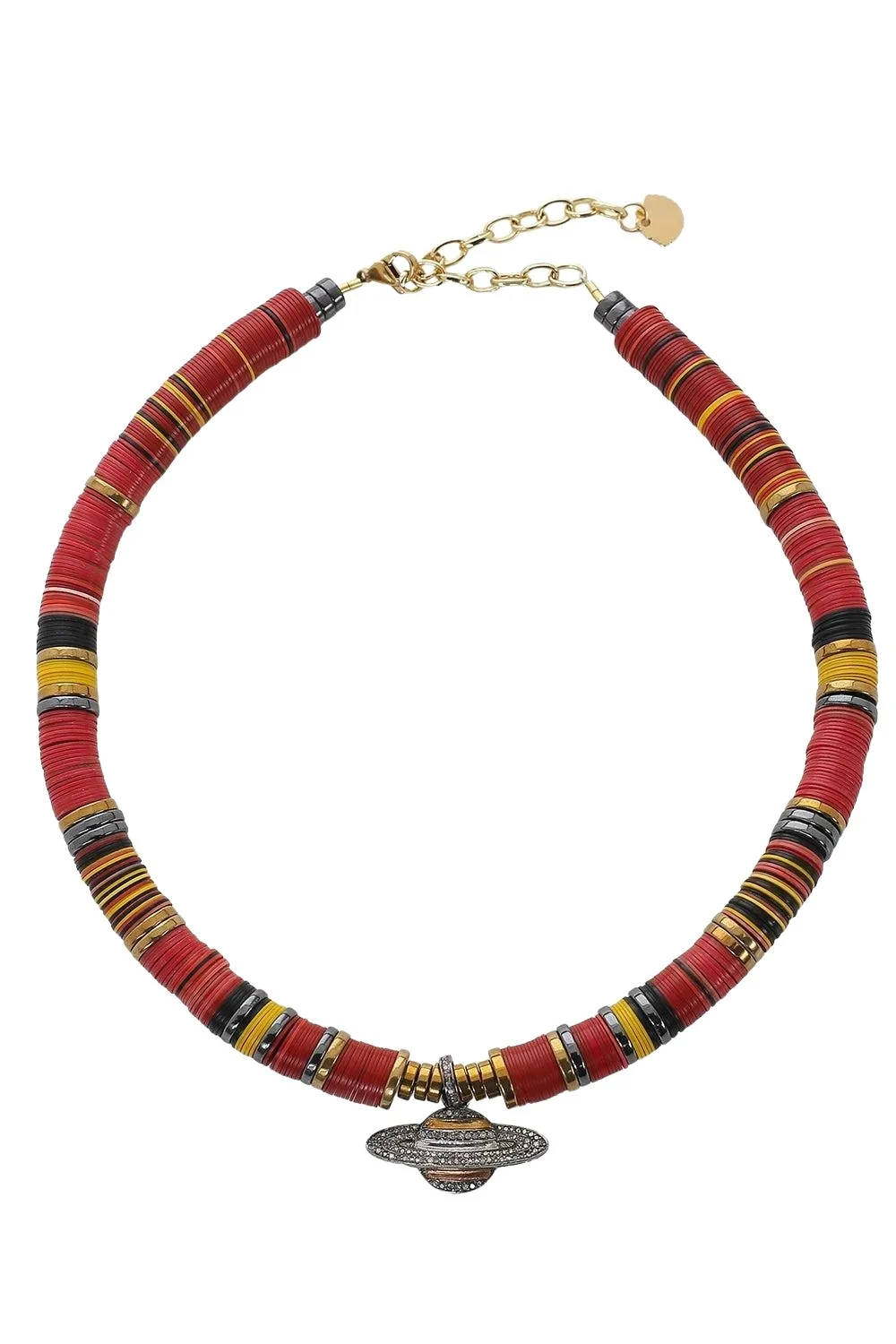 PM Red Planet Cognac Diamond African Beaded Necklace PM Red Planet Cognac Diamond African Beaded Necklace