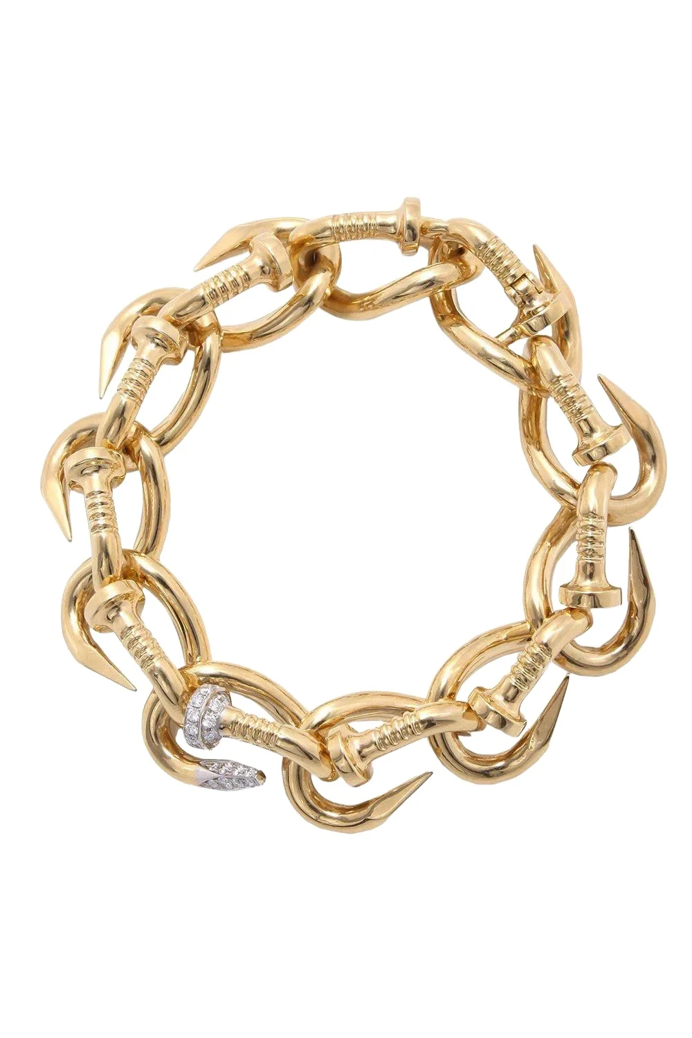 Polished Diamond Nail Link Bracelet Polished Diamond Nail Link Bracelet