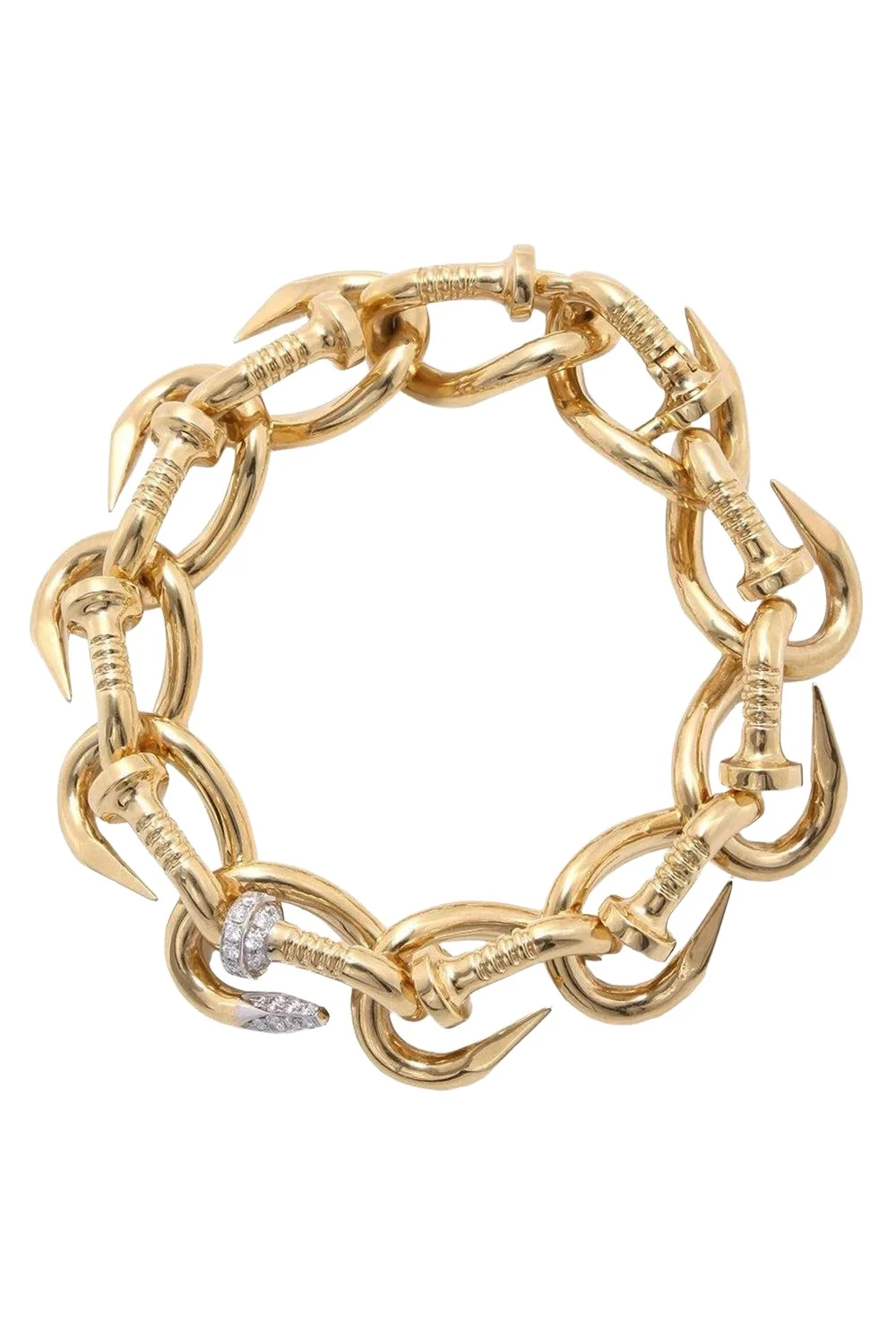 Polished Diamond Nail Link Bracelet Polished Diamond Nail Link Bracelet