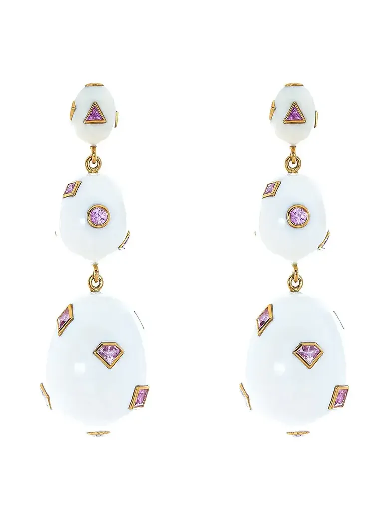 BIBI VAN DER VELDEN Pop Art Pink Sapphire Earrings