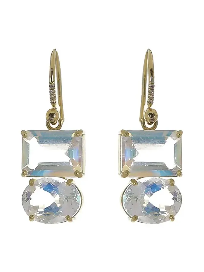 Rainbow Moonstone Gemmy Gem Earrings