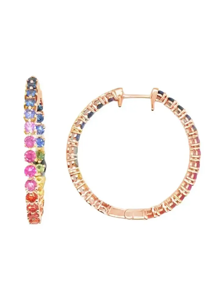 Rainbow Sapphire Inside Outside Hoop Earrings Rainbow Sapphire Inside Outside Hoop Earrings