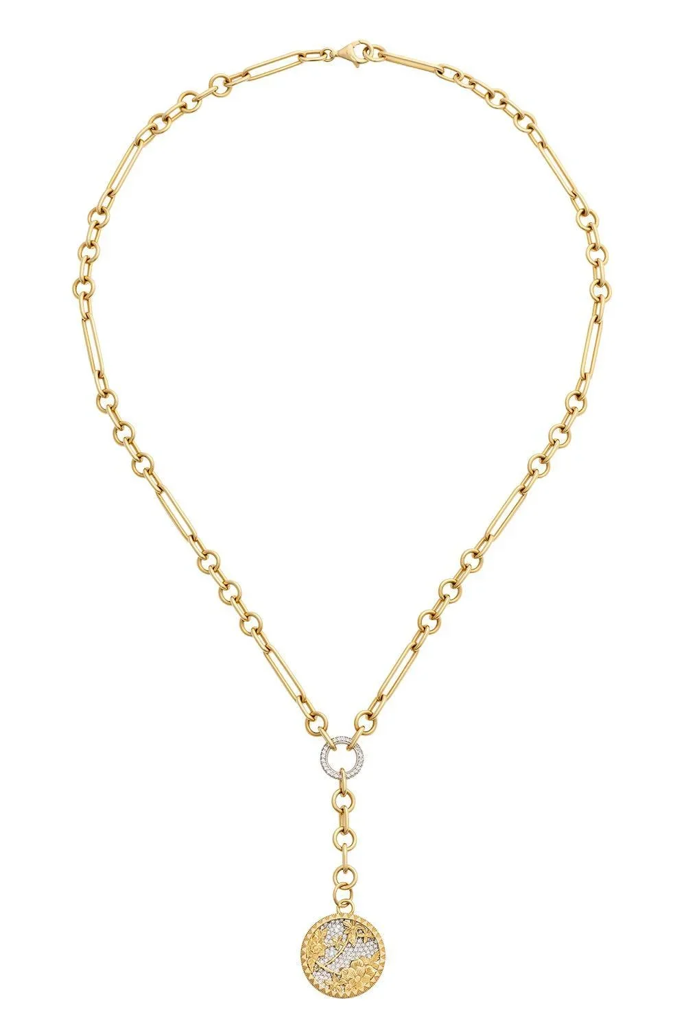 Foundrae Resilience - Diamond Pavé Floral Screen Small Mixed Clip Extension Necklace