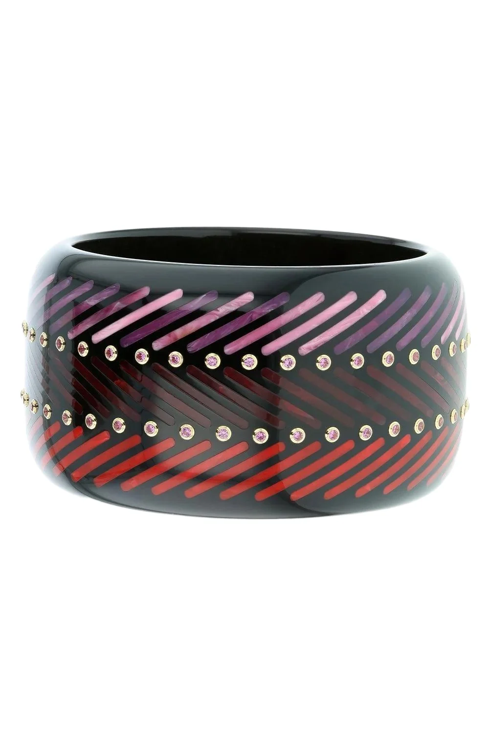 Rhodolite Garnet Black Bakelite Bangle Rhodolite Garnet Black Bakelite Bangle