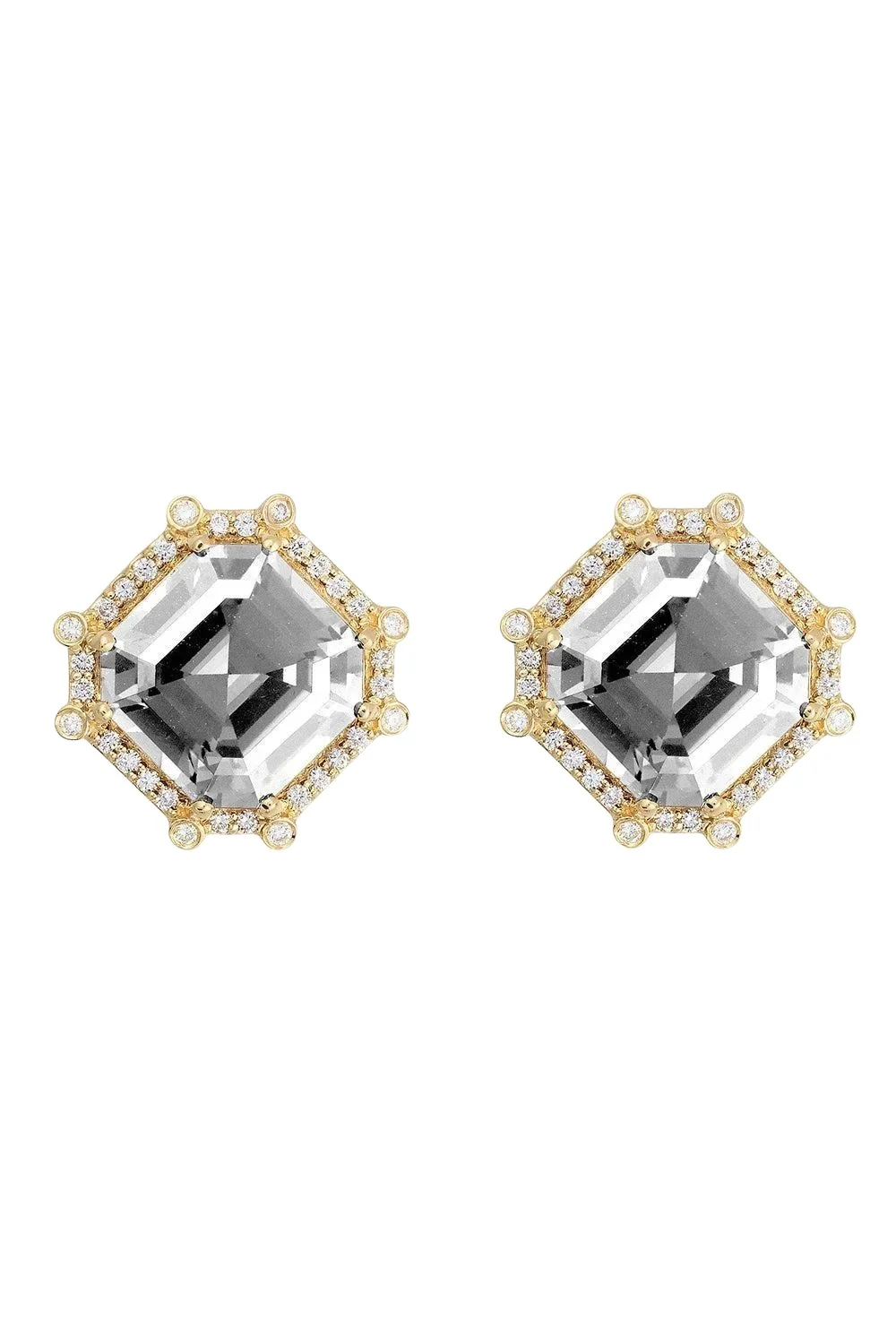 Rock Crystal Asscher Gossip Stud Earrings Rock Crystal Asscher Gossip Stud Earrings