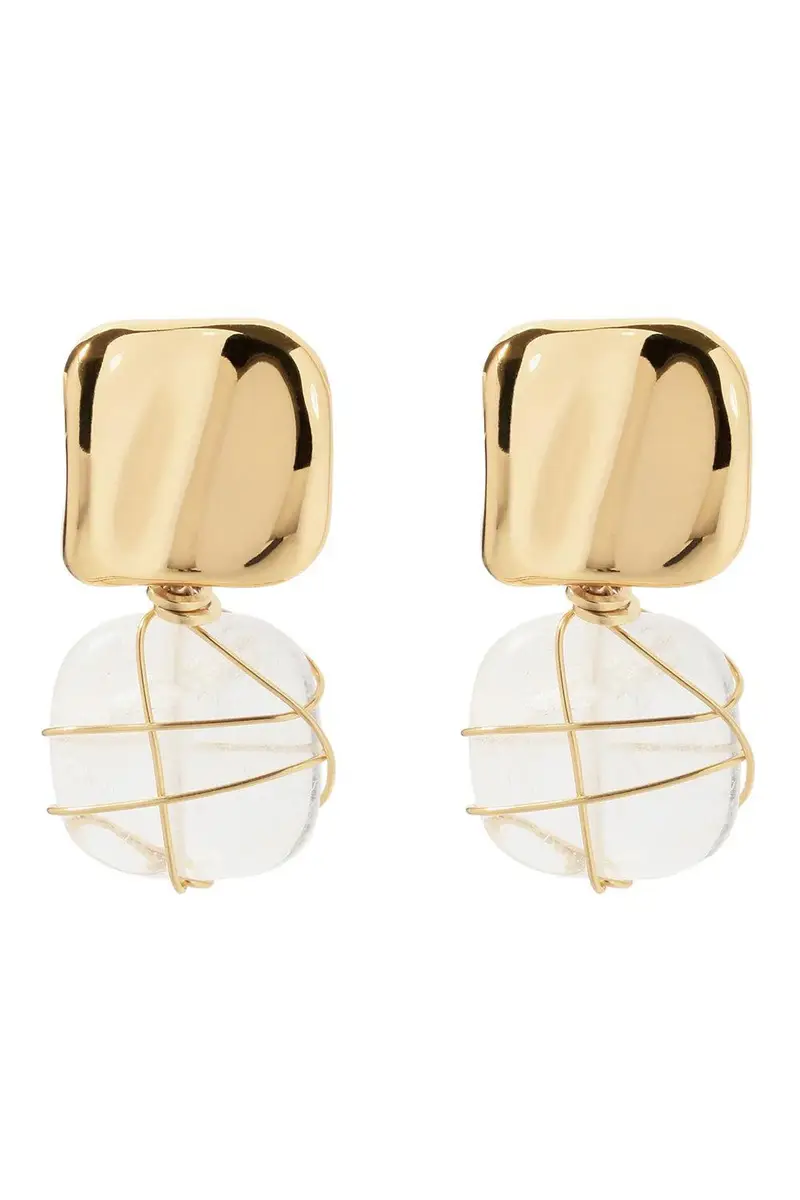 Gas Bijoux Rock Crystal Rainbow Square Earrings | Image 1 Gas Bijoux Rock Crystal Rainbow Square Earrings | Image 1