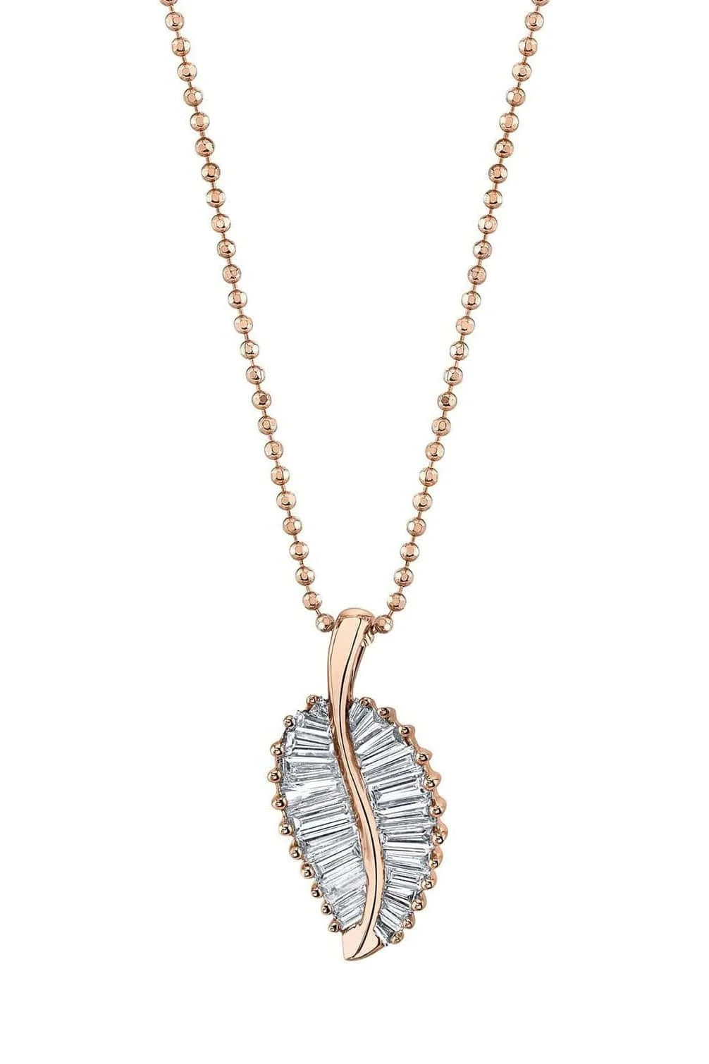 Rose Gold Diamond Palm Leaf Necklace