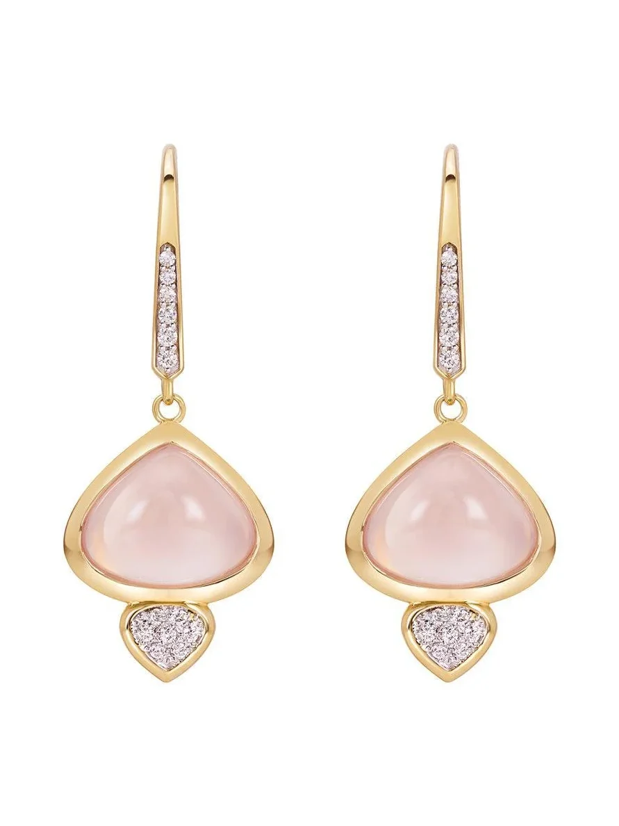 Rose Quartz Diamond Trisolina Drop Earrings Rose Quartz Diamond Trisolina Drop Earrings