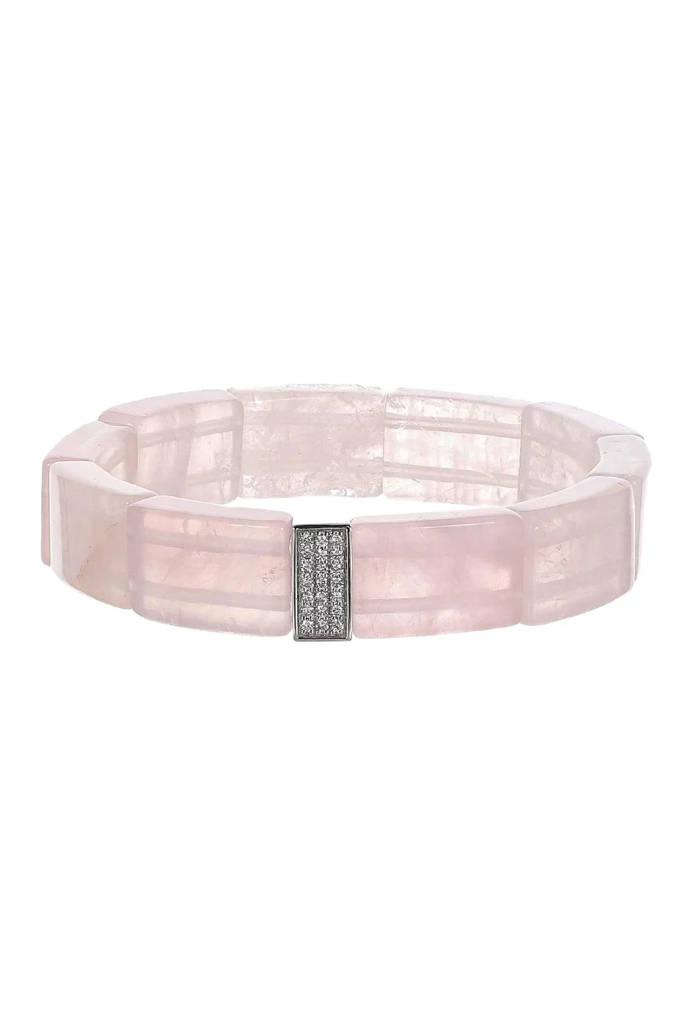 Rose Quartz Pave Rectangle Bracelet