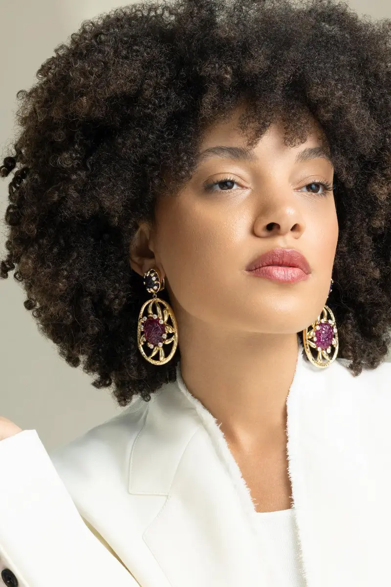 DAVID WEBB Rubellite Amethyst New Earrings | Thumbnail 4