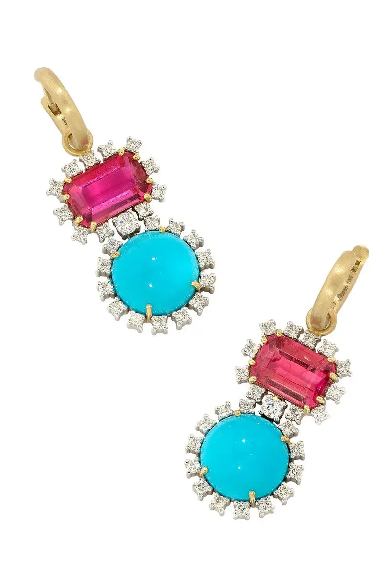 IRENE NEUWIRTH JEWELRY Rubellite Turquoise Gemmy Gem Earrings | Image 1 IRENE NEUWIRTH JEWELRY Rubellite Turquoise Gemmy Gem Earrings | Image 1
