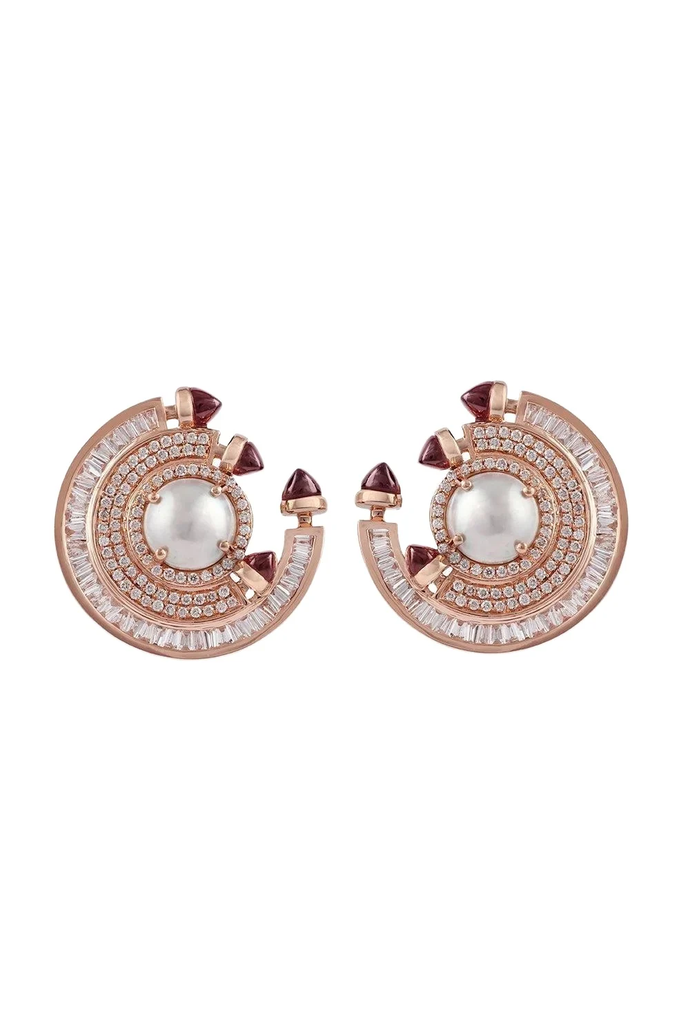 Ananya Ruby Pearl Round Chakra Earrings