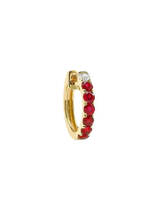 Ruby Single Orb Midi Hoop Earring