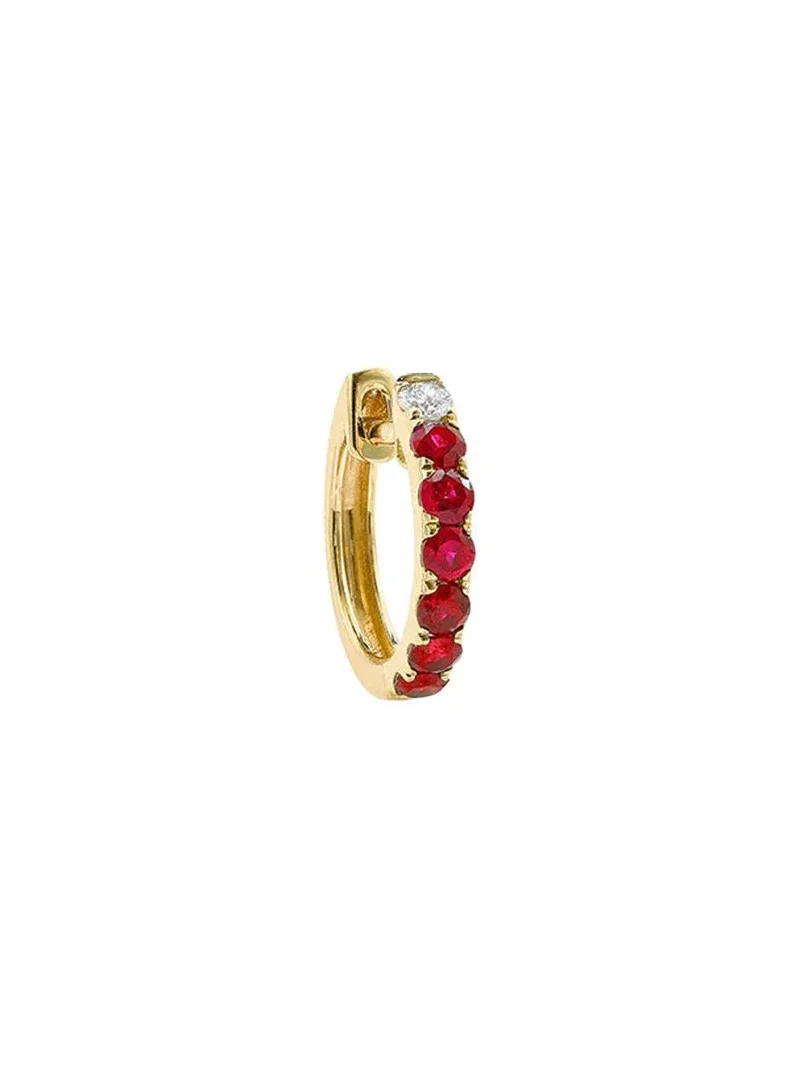 Ruby Single Orb Midi Hoop Earring Ruby Single Orb Midi Hoop Earring