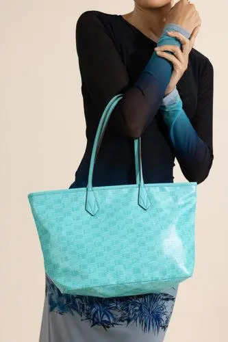 MOREAU Saint Tropez Small Zip Tote - Turquoise Natural | Thumbnail 2 MOREAU Saint Tropez Small Zip Tote - Turquoise Natural | Thumbnail 2
