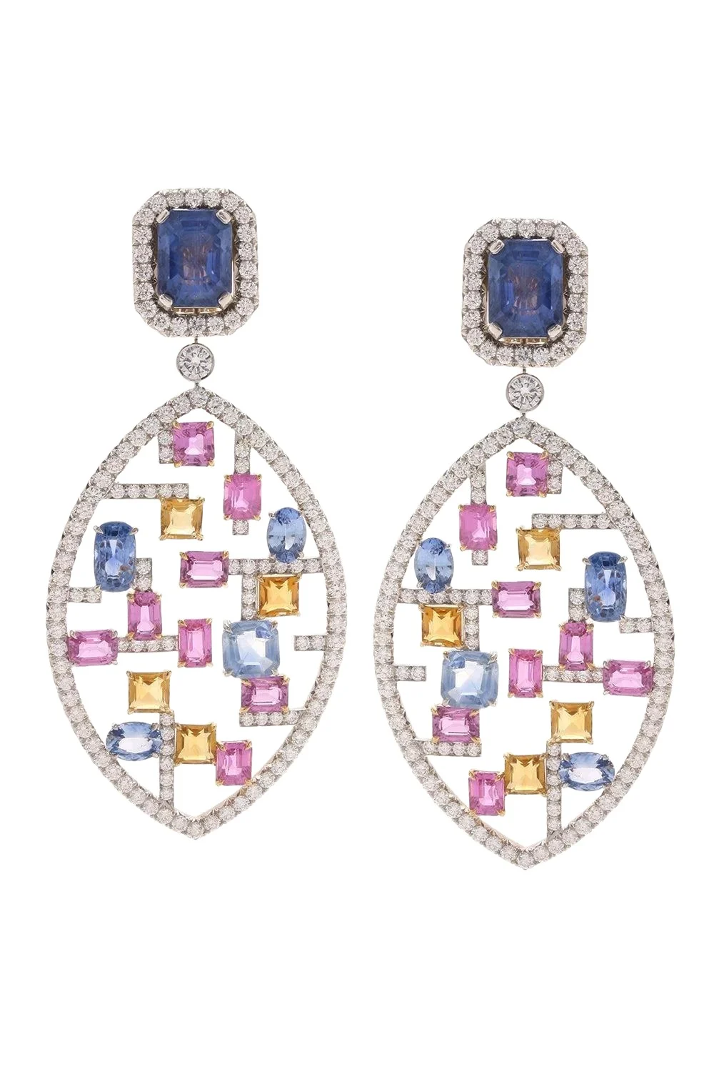 Sapphire Citrine Mondrian Earrings Sapphire Citrine Mondrian Earrings