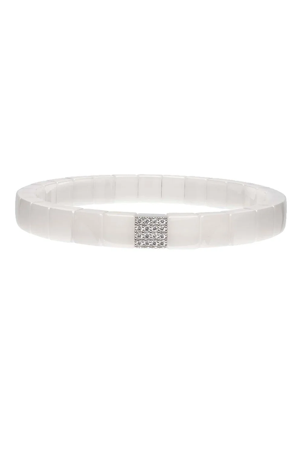 ROBERTO DEMEGLIO Scacco White Ceramic Stretch Bracelet