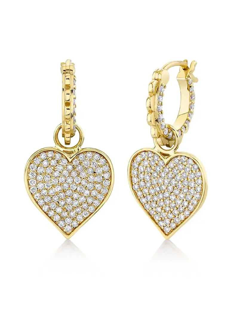 Scallop Hoop Diamond Heart Earrings Scallop Hoop Diamond Heart Earrings