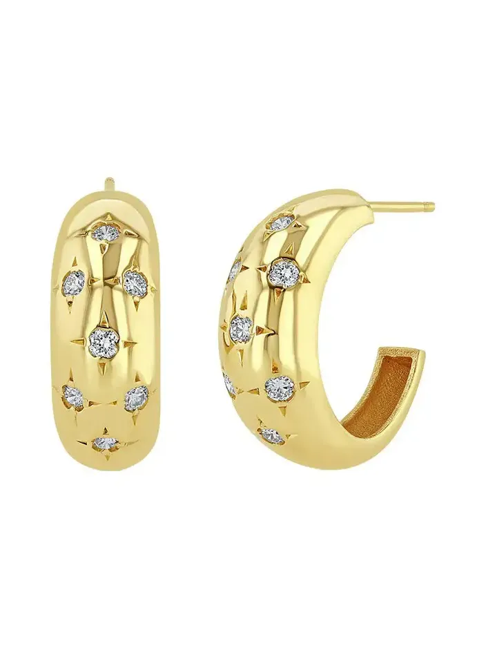 Scattered Star Set Diamond Medium Aura Hoop Earrings Scattered Star Set Diamond Medium Aura Hoop Earrings