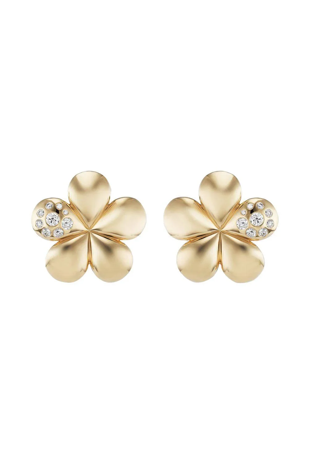 Brent Neale Single Diamond Petal Medium Flower Earrings