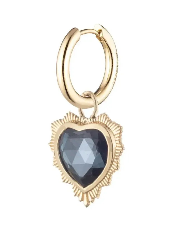 Single Heart Earring - Blue Topaz
