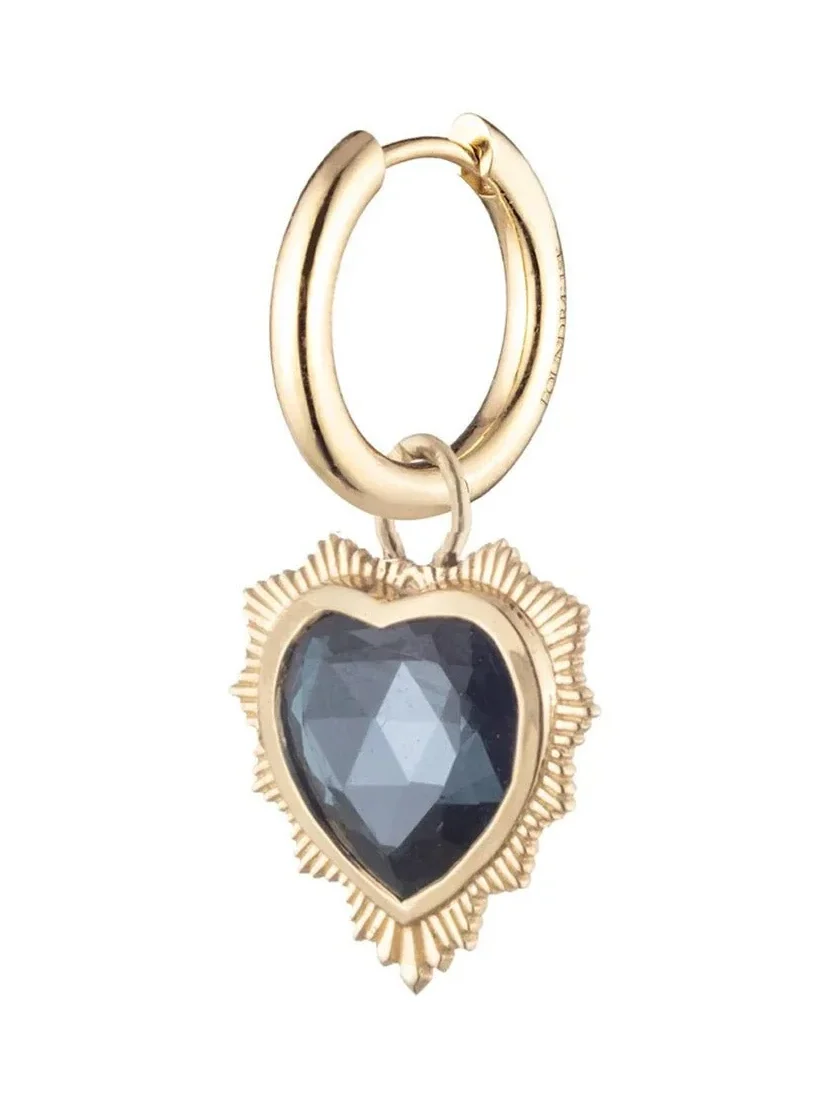 Single Heart Earring - Blue Topaz