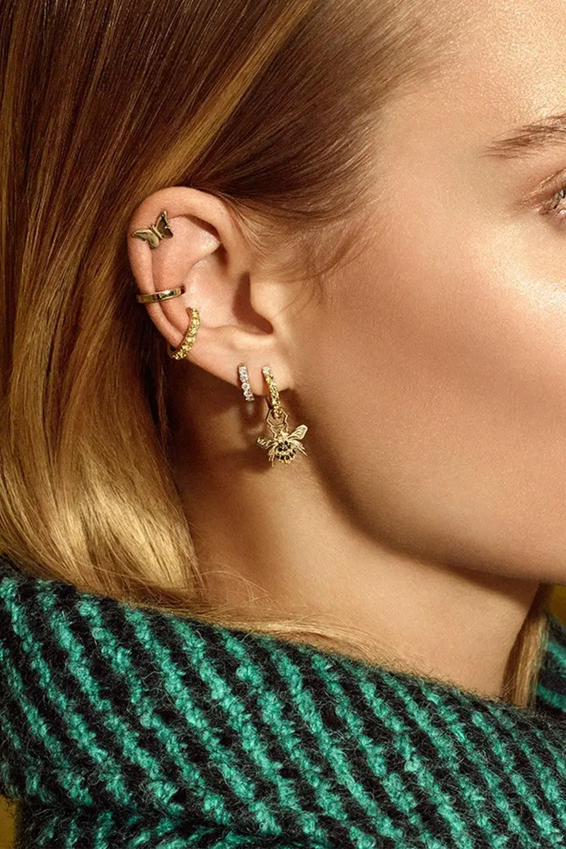 Robinson Pelham Single Midi Yellow Sapphire Diamond Hoop Earring | Thumbnail 2