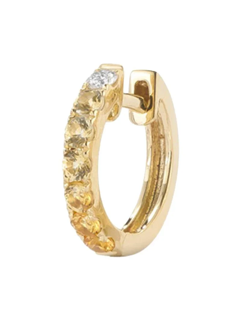 Single Midi Yellow Sapphire Diamond Hoop Earring