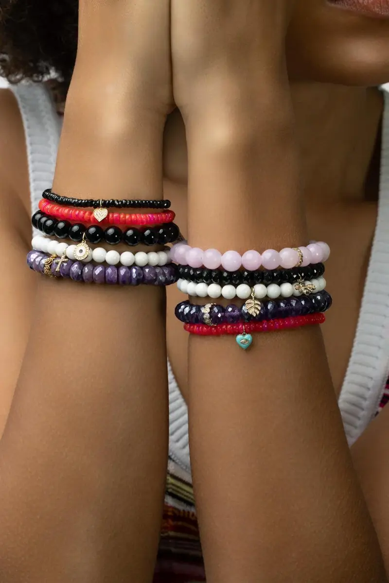 Sydney Evan Small Evil Eye Onyx Charm Bracelet | Thumbnail 3