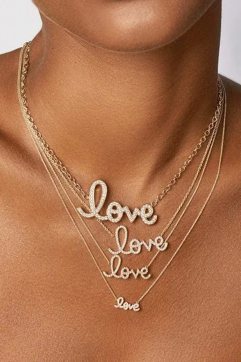 Sydney Evan Small Love Script Necklace | Thumbnail 2 Sydney Evan Small Love Script Necklace | Thumbnail 2