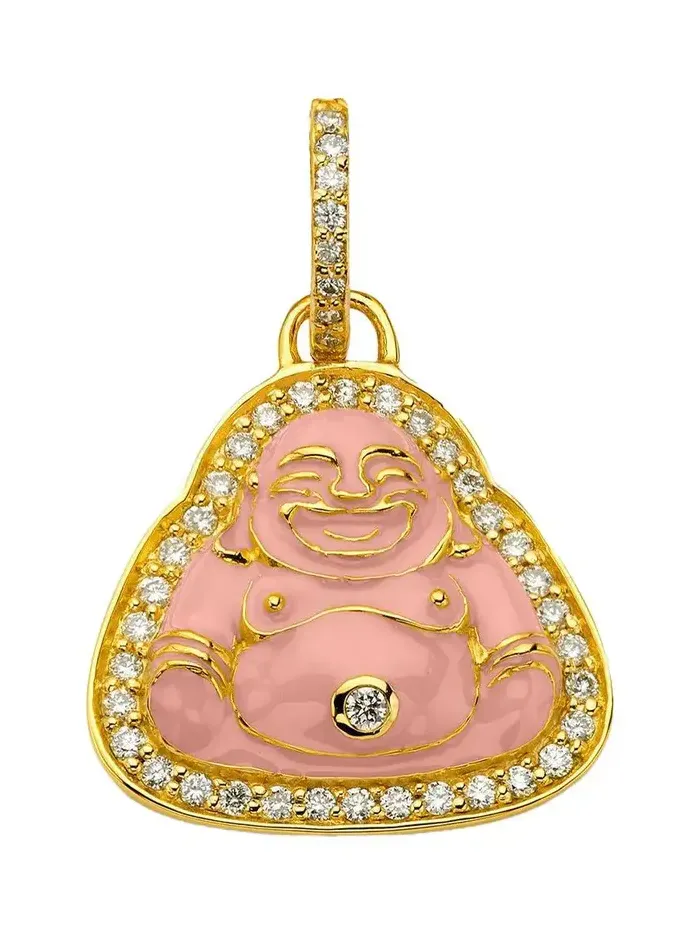 Small Pink Happy Buddha Pendant