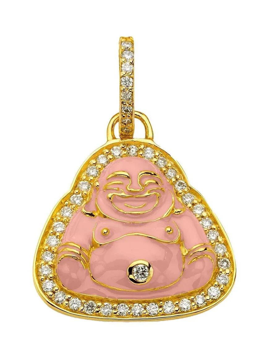 Small Pink Happy Buddha Pendant
