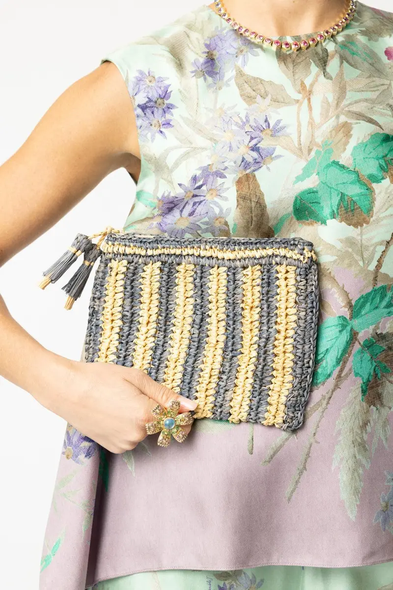 AERIN LAUDER Small Striped Zip-Pouch | Thumbnail 2 AERIN LAUDER Small Striped Zip-Pouch | Thumbnail 2