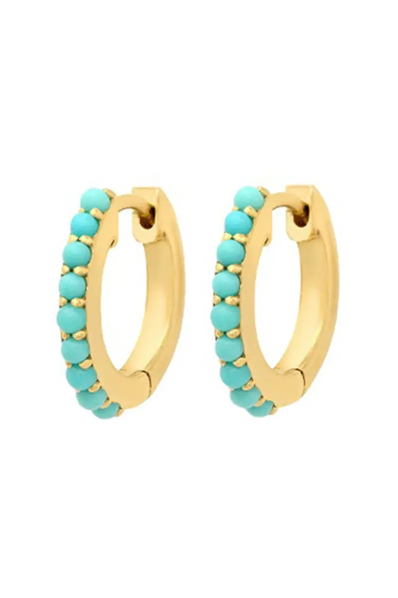 Jennifer Meyer Small Turquoise Huggie Earrings | Thumbnail 3 Jennifer Meyer Small Turquoise Huggie Earrings | Thumbnail 3