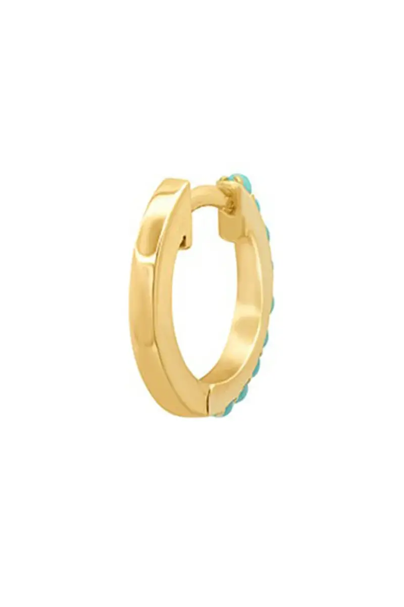 Jennifer Meyer Small Turquoise Huggie Earrings | Thumbnail 5 Jennifer Meyer Small Turquoise Huggie Earrings | Thumbnail 5