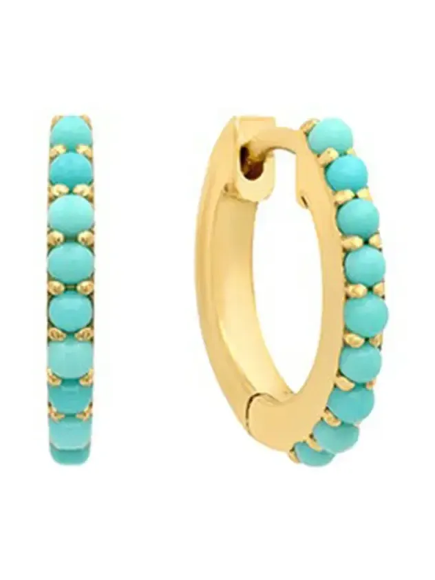 Small Turquoise Huggie Earrings Small Turquoise Huggie Earrings