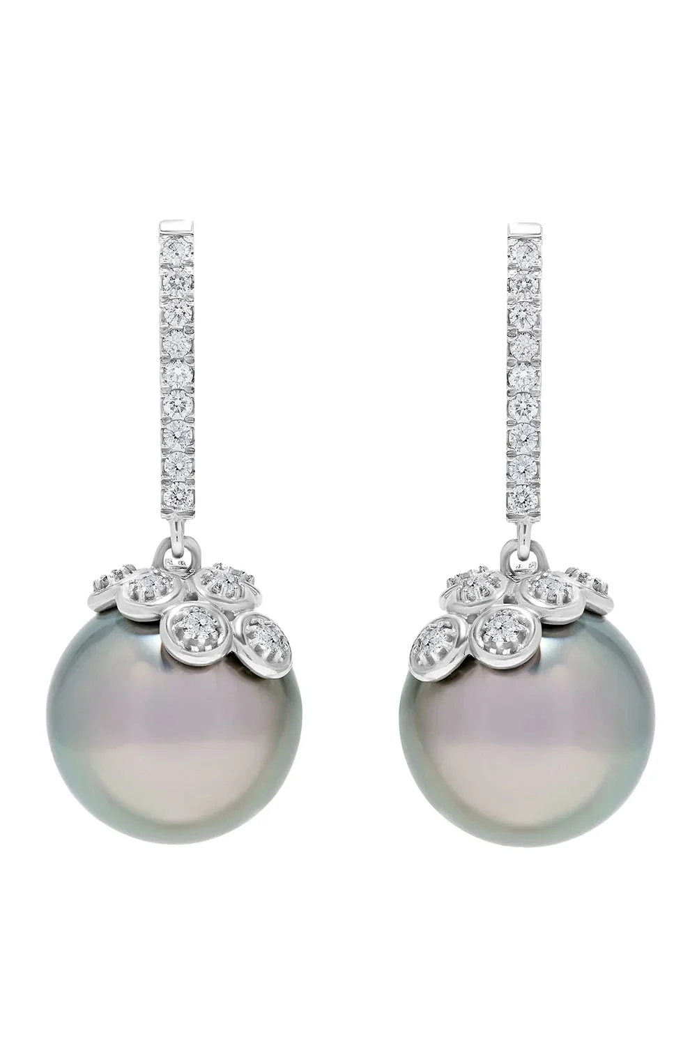 Tahitian Pearl Diamond Drop Earrings