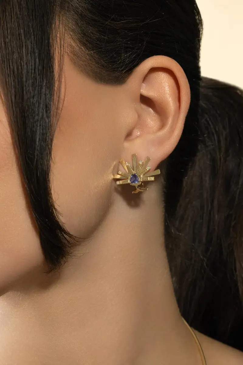 CAROL KAUFFMANN Tanzanite Mini Demi Circle Earrings | Thumbnail 4