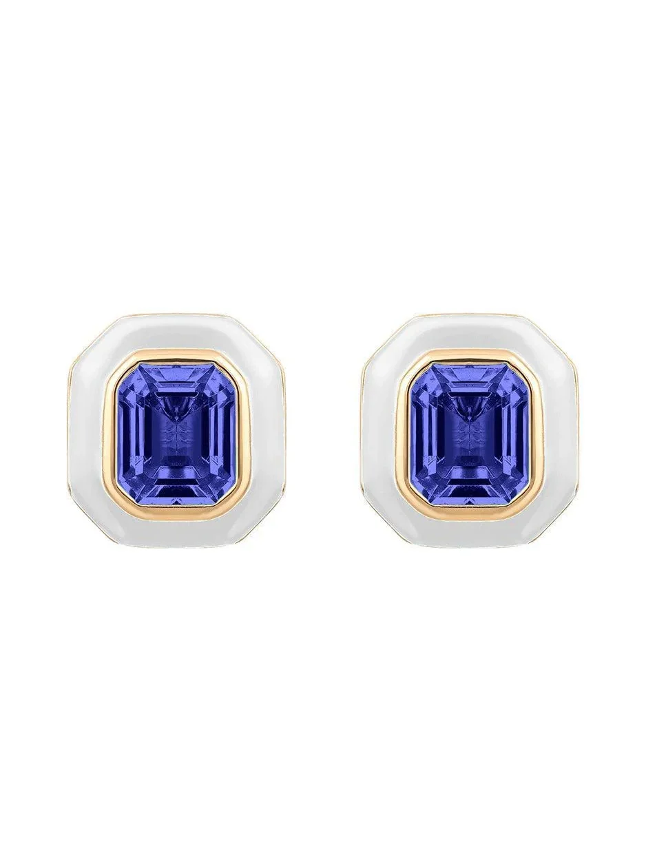 GOSHWARA Tanzanite Square Cut Stud Earrings