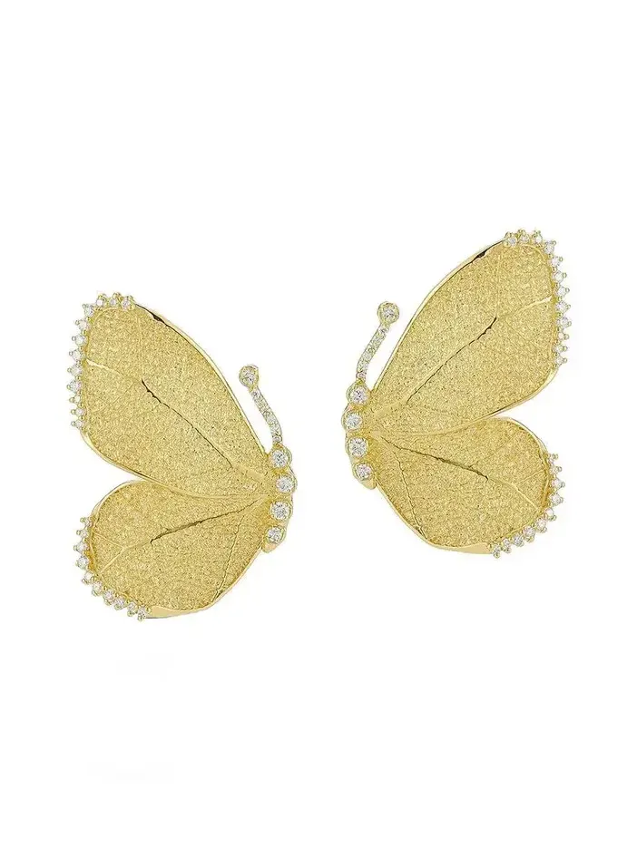 Textured Half Butterfly Wing Diamond Earrings Textured Half Butterfly Wing Diamond Earrings