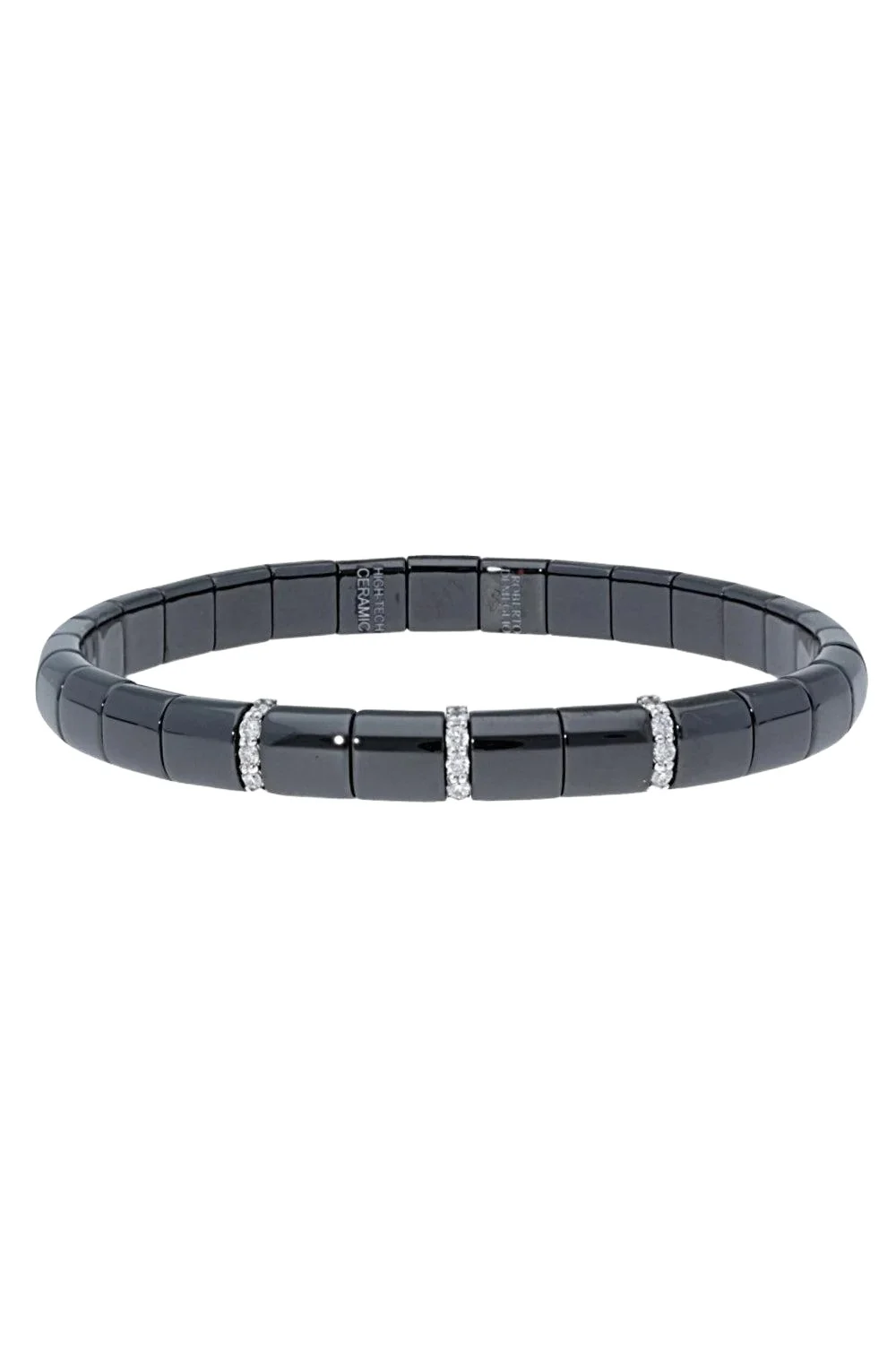 Three Diamond Bar Black Pura Stretch Bracelet Three Diamond Bar Black Pura Stretch Bracelet
