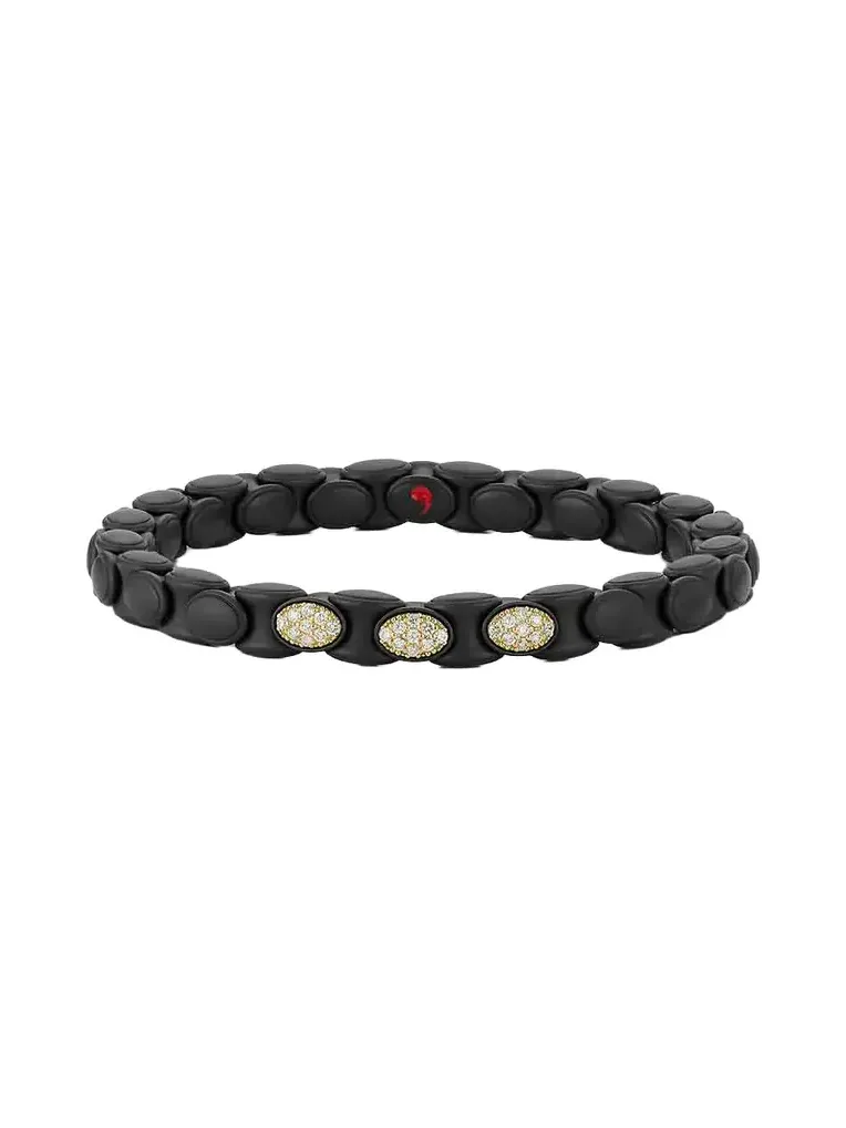 Three Diamond Matte Black Anaconda Bracelet