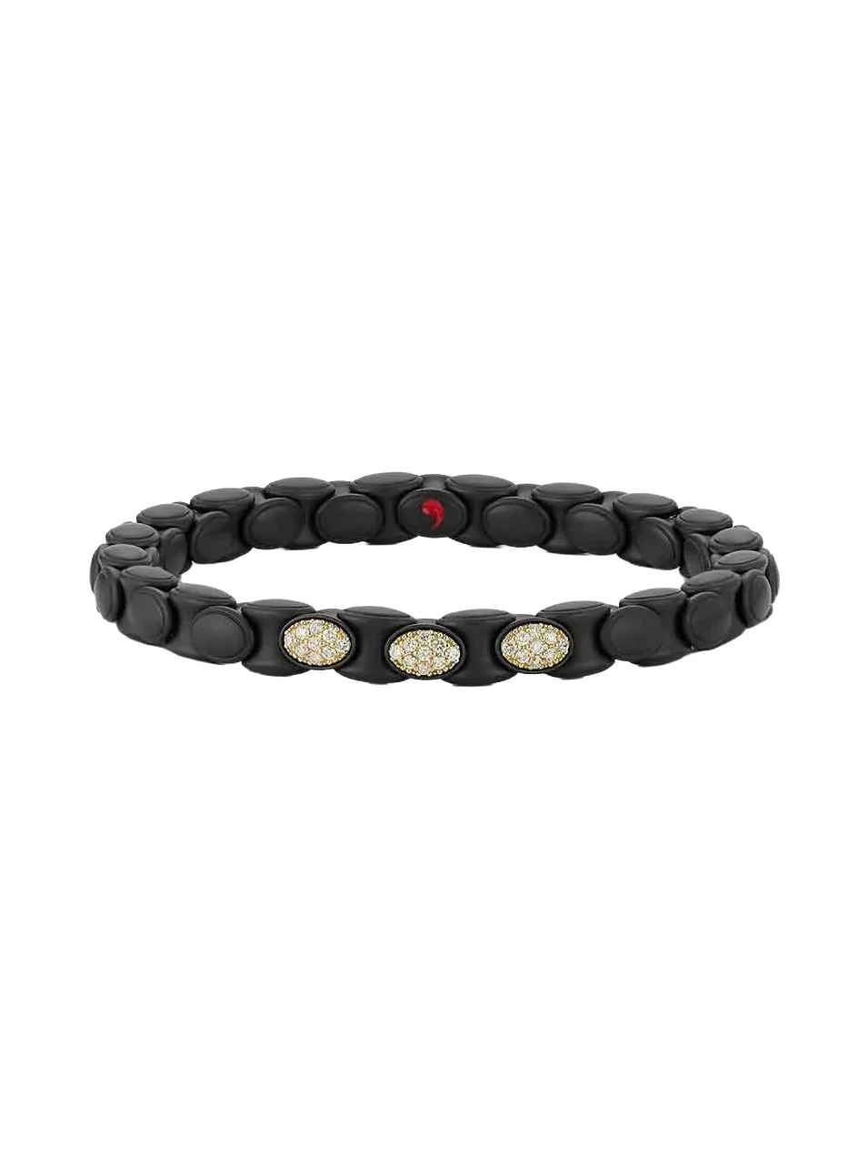 Three Diamond Matte Black Anaconda Bracelet