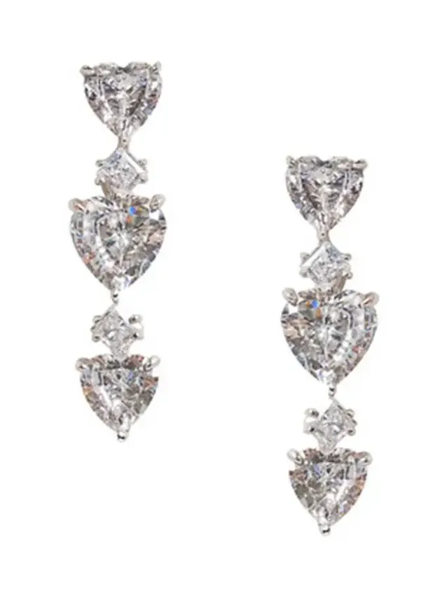 Three Heart Drop Earrings