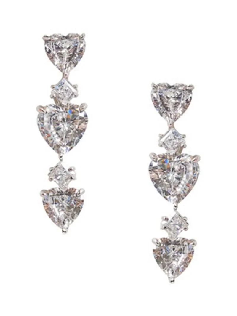 Three Heart Drop Earrings