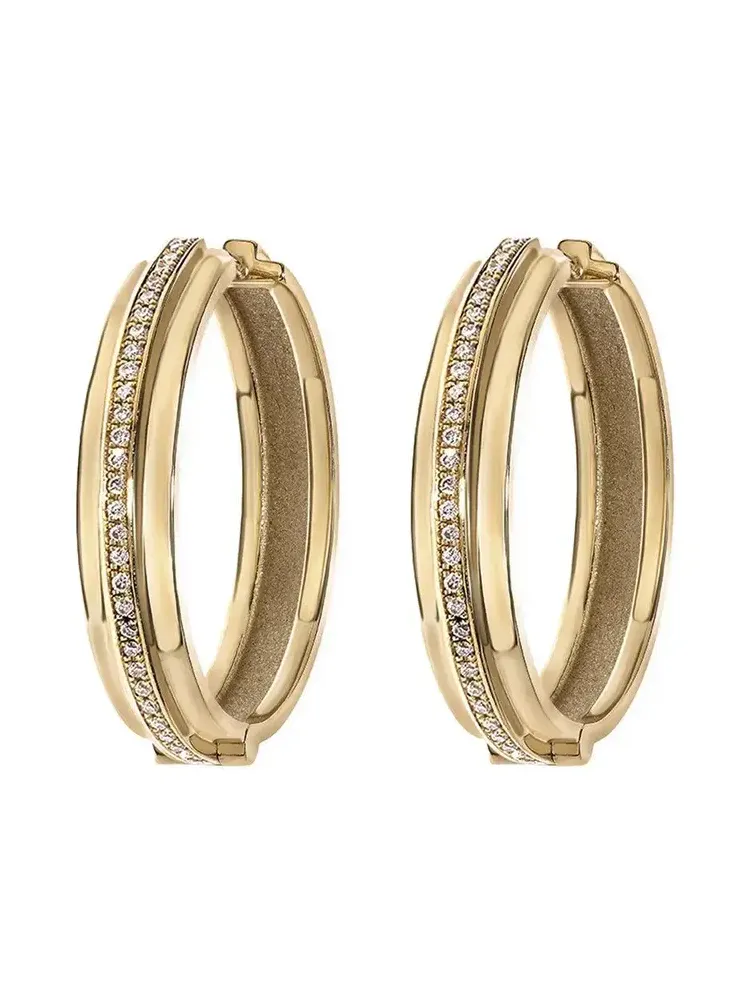 Three Tier Staircase Diamond Hoop Earrings
