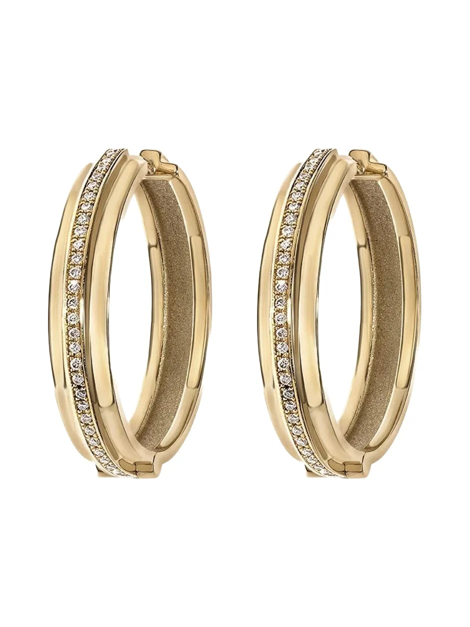 Three Tier Staircase Diamond Hoop Earrings Three Tier Staircase Diamond Hoop Earrings